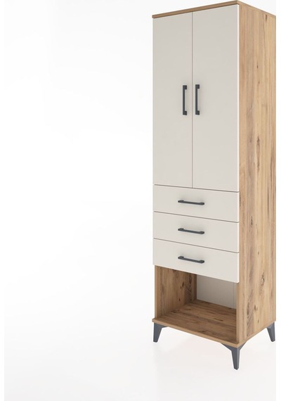 Hyperion Dolap 3 Raflı 3 Çekmeceli 2 Kapaklı 60x44x195 Çam-ay... Çam