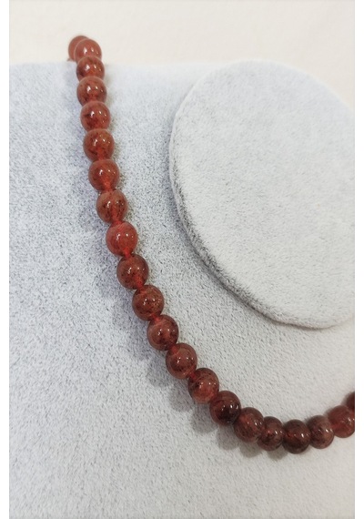 8 Mm Strawberry Çilek Kuvars Doğal Taş Kolye Beyaz