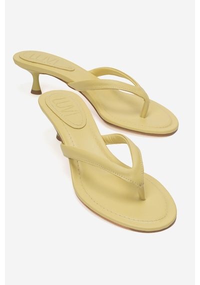 Luvi Shoes Norell Sarı Cilt Parmak Arası Kadın Topuklu Terlik