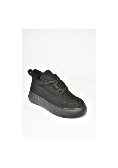 Fox Shoes T811845302 Siyah Süet Kalın Tabanlı Kadın Ayakkabı Siyah-süet Siyah