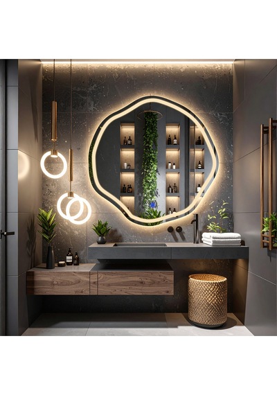 Lys Günışığı Lazer Kumlamalı Lavabo & Banyo Aynası Dokunmatik Sensörlü 80 X 80