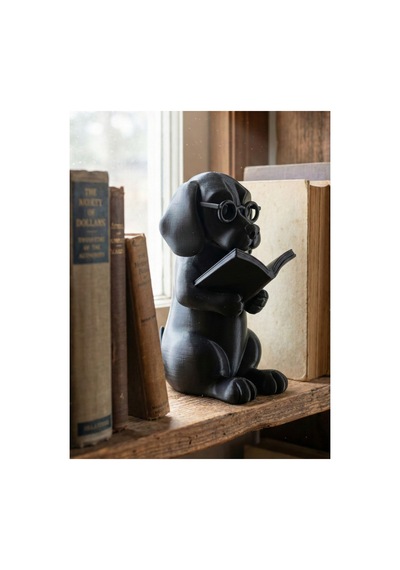 Kitap Okuyan Köpek Biblo Gözlüklü Dekoratif 3d Baskı Masa & Kitaplık Süsü