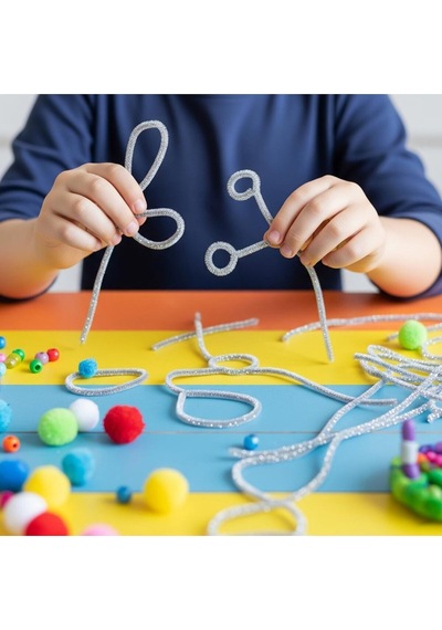 Sanatsal Kağıt Şönil 30 Cm Simli 15'li Karışık Kağıt Ürünleri