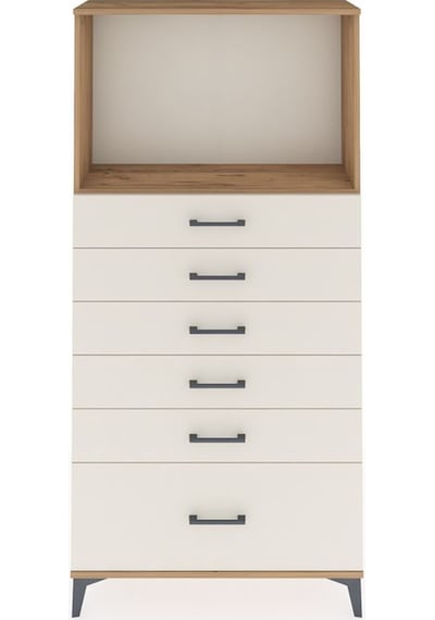 Arges Dolap Tek Raflı 6 Çekmeceli 88x30x182 Çam-aytaşı Çam