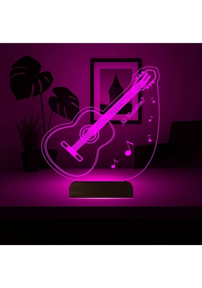Luvivia Klasik Gitar Gitarist Kişiye Özel 3d Lamba - Masa Gece Lambası Şeffaf