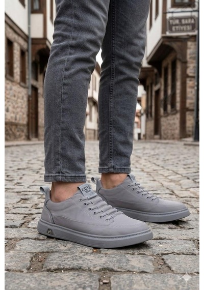 Guja 26y510-2 Rahat Kauçuk Taban Tekstil Lastik Bağcıklı Sneaker Erkek Ayakkabı Gri
