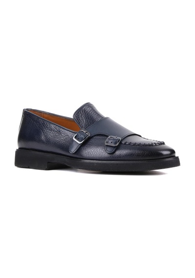 Shoetyle - Lacivert Deri Tokalı Erkek Klasik Ayakkabı 250-2750-864-lacivert