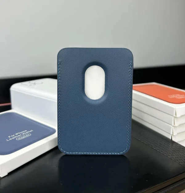 Magsafe Deri Cüzdan Kartlık Tüm Modellerle Uyumlu - Bordo Gece Mavisi