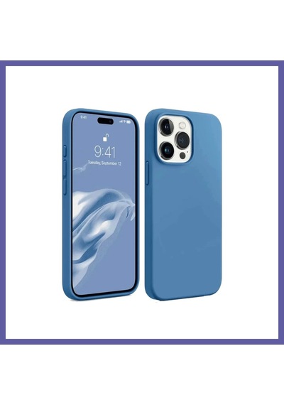 Bezos İphone 15 Pro Uyumlu Kılıf First Silikon - Mavi Nıda