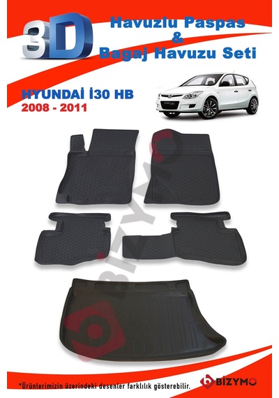 Hyundai I30 2008-2011 Paspas ve Bagaj Havuzu Seti Siyah