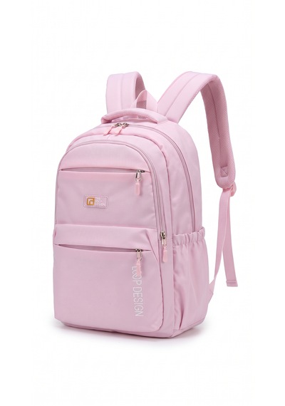 Esvelans Unisex Geniş İç Hacimli Çok Bölmeli Günlük Ve Okul Sırt Çantası Açık Pembe