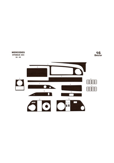 Mercedes 303 Torpido Kaplama 1992-1995 16 Parça Koyu Meşe