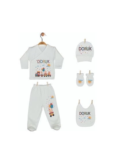 Pia Baby Gl 1918-05 İsme Özel Beşli Zıbın Set Krem
