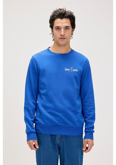 Bad Bear Splashy Crewneck Erkek Sweatshirt-29159 Saks Mavi