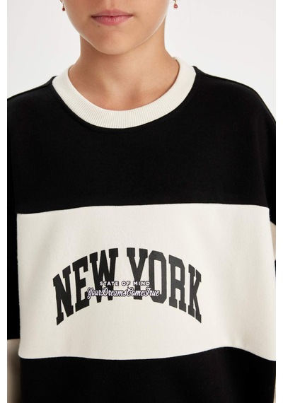 Defacto Kız Çocuk Siyah Oversize Geniş Kalıp Bisiklet Yaka Baskılı Sweatshirt D1105A824AUBK81 Siyah Defacto Kız Çocuk Siyah Oversize Geniş Kalıp Bisiklet Yaka Baskılı Sweatshirt D1105A824AUBK81 Siyah