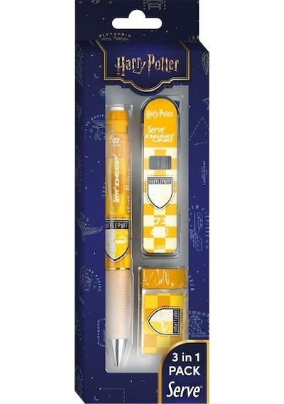 Serve Deep Üçlü Set 0.7 Mm Mekanik Versatil Kalem Harry Potter Hufflepuff Damalı - Sarı Çok Renkli