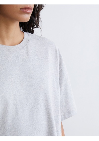 Lcw Modest Gri Bisiklet Yaka Oversize Kadın Tunik