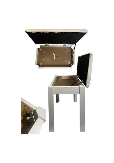 Midex TBX-144WH Üst Kalite Piyano Taburesi Gizli Bölmeli Beyaz Renk (32x54x48)