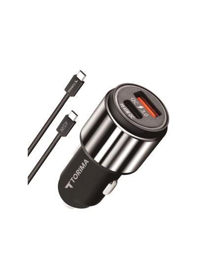 Torima C16 45w Silver Araç Şarj Cihazı Type-c Kablolu Hızlı Şarj Adaptörü