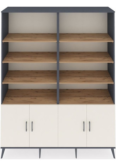 Hyperion Gardrop 10 Raflı 4 Kapaklı 176x44x221 Antrasit-aytaşı/çam Aytaşı/çam