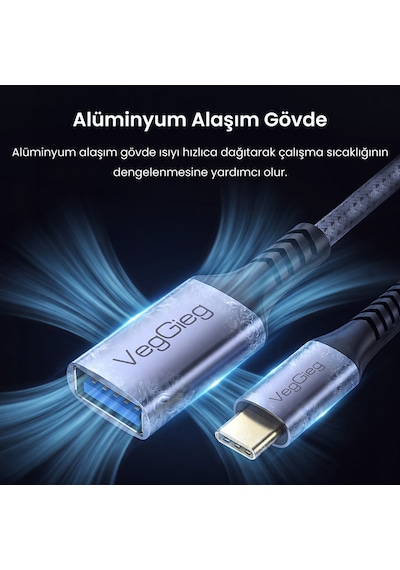 Veggieg Usb-c To Usb-a Dişi Otg Adaptör Usb 3.2 10gbps Type-c Dönüştürücü