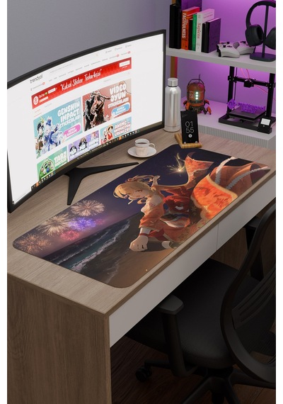 Yoimiya Genshin Impact Anime Gacha V4 - 90x40 Xxl Gaming Mouse Pad Fare Altlığı