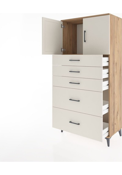 Hyperion Dolap Tek Raflı 5 Çekmeceli 2 Kapaklı 88x44x182 Çam-... Çam Hyperion Dolap Tek Raflı 5 Çekmeceli 2 Kapaklı 88x44x182 Çam-... Çam