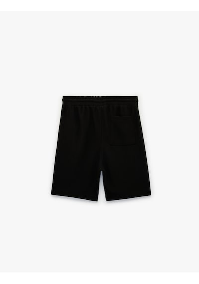 Koton Regular Fit Dokulu Cepli Beli Bağcıklı Şort Siyah 6sam40016mk