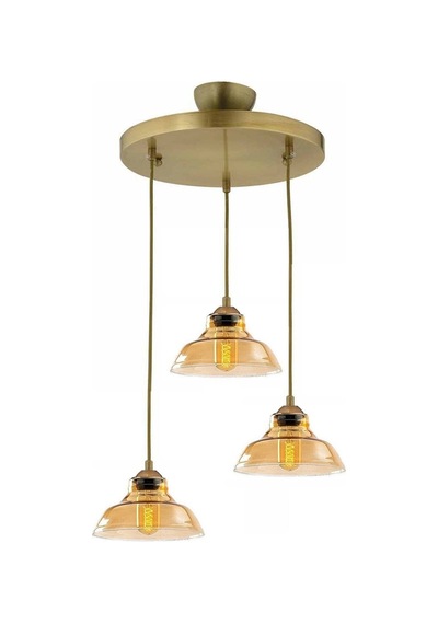 Special Model Üçlü Gold Modern Bal Camlı Sarkıt Avize