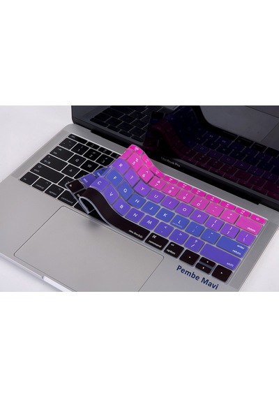 Apple Uyumlu MacBook Pro Klavye Koruyucu Ombre Us-abd İngilizce 12inç A1534 - 13inç A1708 İle Pembe Mavi