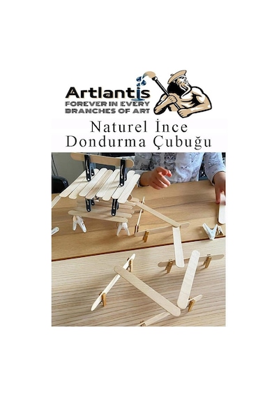 Dar Dil Çubuğu 100 Adet Ahşap Dondurma Çubuğu Naturel Maket Hobi Okul Proje Tasarım