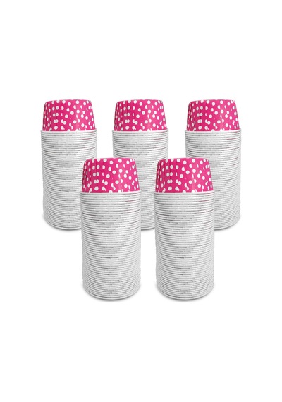 Kafem Muffin Kek Kapsülü Pembe Puantiye Büyük Boy 50li X 5 Paket - K29 Pembe