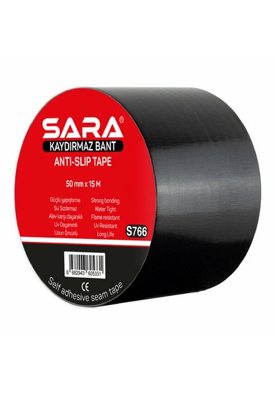 Sara S766 Kaydırmaz Bant 50 Mm X 15 M, Siyah, Kendinden Yapışkanlı