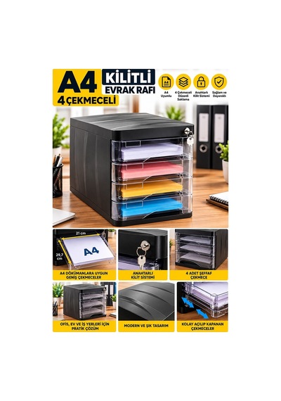 Evrak Rafı 4 Lü Kilitli Ve Şeffaf Çekmeceli 1 Adet Ark Plastik 4 Katlı Masaüstü A4 Dosya Belge Düzenleyici Kağıt Tepsisi Altın Evrak Rafı 4 Lü Kilitli Ve Şeffaf Çekmeceli 1 Adet Ark Plastik 4 Katlı Masaüstü A4 Dosya Belge Düzenleyici Kağıt Tepsisi Altın