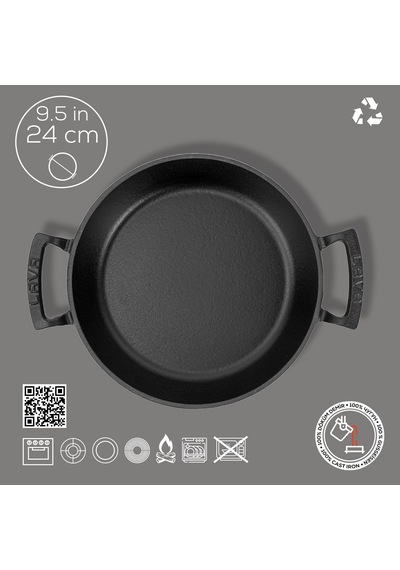 Döküm Yuvarlak Sahan Döküm Demir Yekpare Çift Kulplu Çap Ø 24cm. Çok Renkli