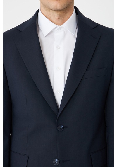 Lacivert Modern Slim Fit Dokulu Kumaş Şık Klasik Yaka Zamansız Takım Elbise Laci