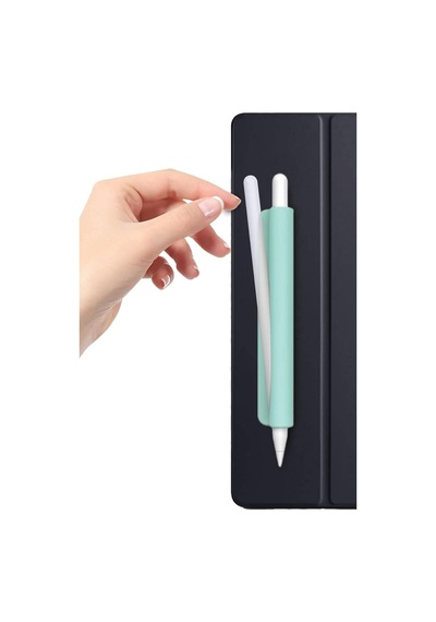 Tüm Stylus Kalemlere Ve Normal Kalemlere Uyumlu Yapışkanlı Silikon Kalem Tutucu Turkuaz Genel