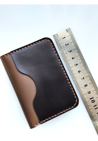 Luna Luster Hakiki Deri 6 Bölmeli Kahve Minimalist Kartlık & Cüzdan Drc73 Açık Kahve