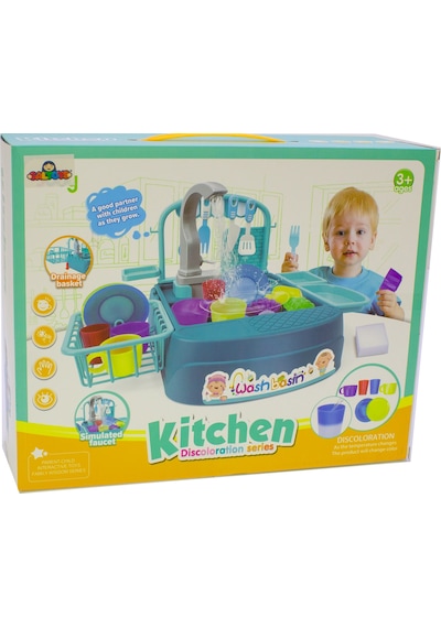 Oyuncak Mutfak Lavabo Modern Mutfak Sulu Çalışan Set Pembe