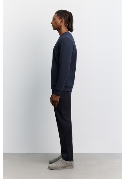 Avva Erkek Lacivert Bisiklet Yaka Kolay Ütülenen Baskılı Pamuklu Regular Fit Sweatshirt A62y1214
