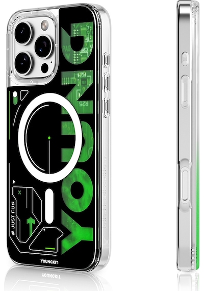 Apple Uyumlu iPhone 16 Pro Max Kılıf Magsafe Şarj Özellikli Airbagli Youngkit Future Streamer Serisi Kapak Yeşil