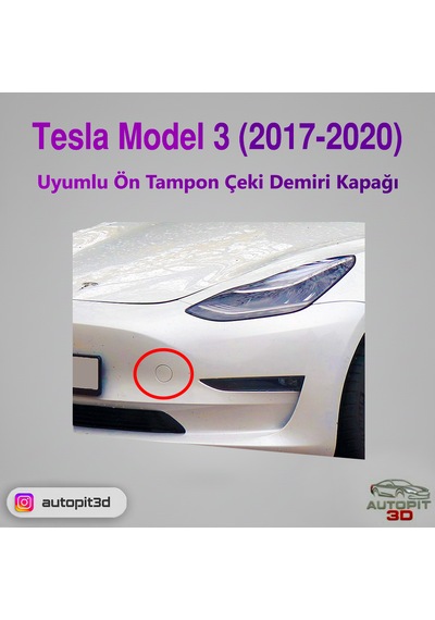 Tesla Model 3 2017-2020 Uyumlu Ön Tampon Çeki Demiri Kapağı