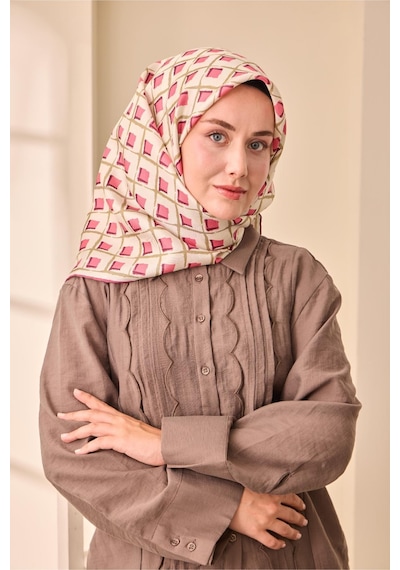 Silk Home Twill İpek Eşarp 11474-07 Ekru, Pembe, Bordo, Haki