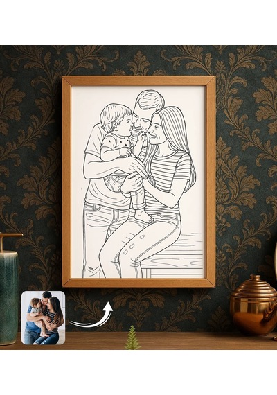 Bk Gift Kişiye Line Art Tasarımlı Ahşap Çerçeveli Tablo-1 40x25cm, Arkadaşa Hediye, Sevgiliye Hediye, Eşe Hediye Kobitmeyencom34132 Bk Gift