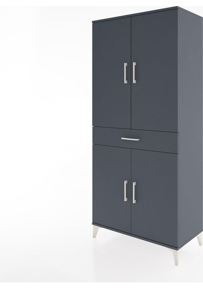 Hyperion Dolap 4 Raflı Tek Çekmeceli 4 Kapaklı 88x44x195 Antr... Antrasit