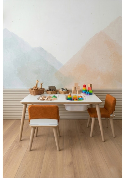 Montessori Çocuk Masası-oyun Masası-aktivite Masası-çalışma Masası-etkinlik Masası 2 Sandalye Turuncu Montessori Çocuk Masası-oyun Masası-aktivite Masası-çalışma Masası-etkinlik Masası 2 Sandalye Turuncu
