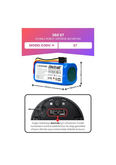360 S7 Batarya Maksimum Kapasite 3500mah Pil