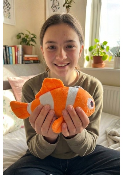 Mavi-yeşil Renkli Şirin Balık Figürlü Plüş Aksesuar - 20 Cm Yumuşacık Çocuk Yatak Eşlikçisi Hediye Konsepti Turuncu