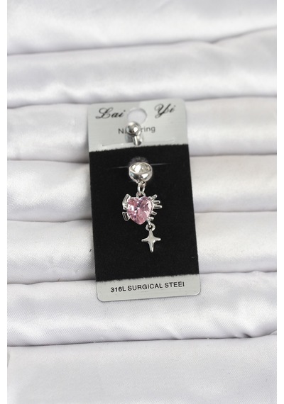 316l Cerrahi Çelik Pembe Zirkon Taşlı Model Göbek Piercing 5886 - Hs08378630-1099 Renkli Renkli