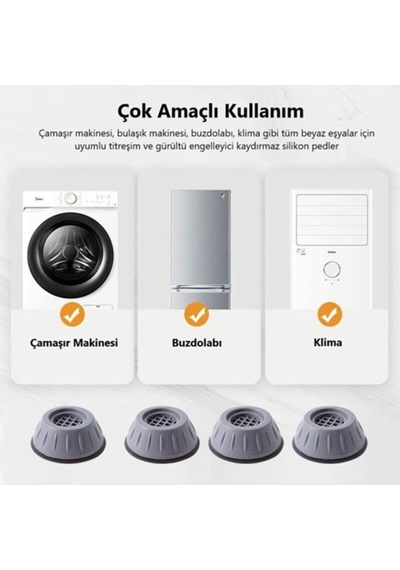 Gürültü Ve Kaymaz Titreşim Önleyici Kauçuk Ayak Pedleri 4'Lü Set - 538286425